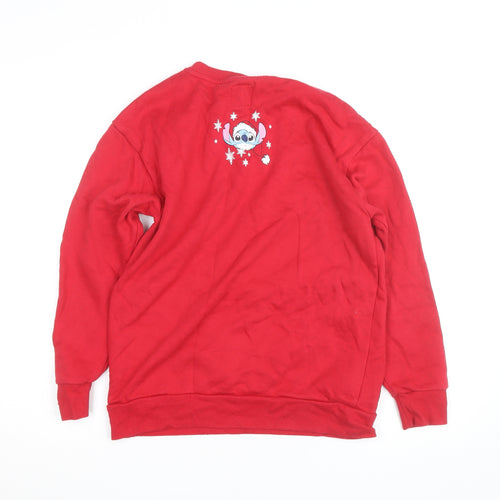 Disney Stitch Girls Red Christmas Sweatshirt 12-13 Years Pullover Crew Neck