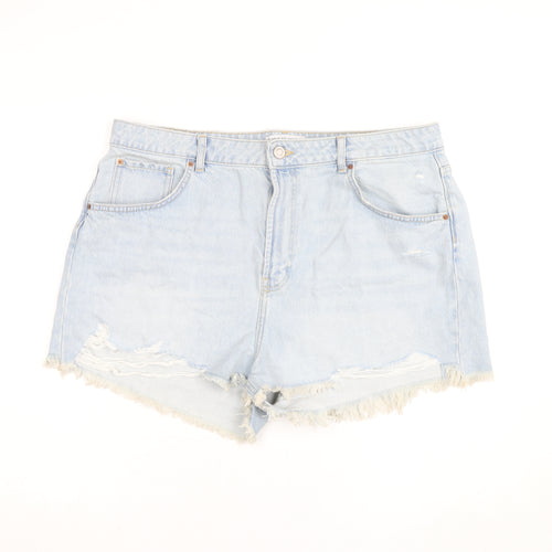 Primark Women Blue Size 20 High Rise Cut-Off Denim Shorts