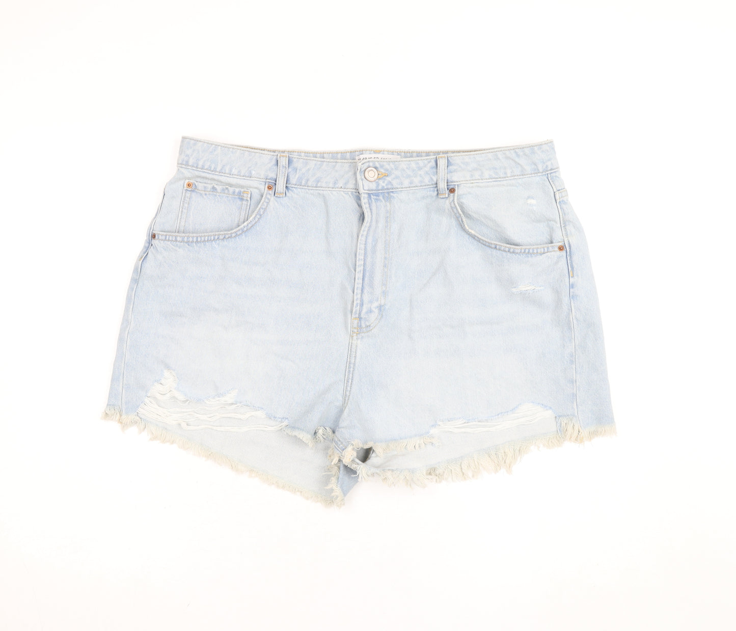 Primark Women Blue Size 20 High Rise Cut-Off Denim Shorts