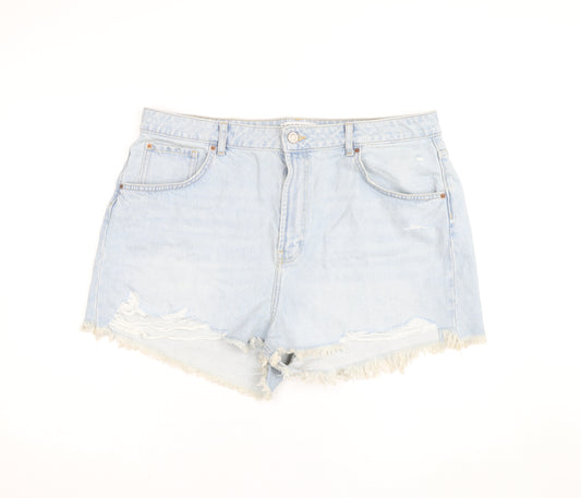 Primark Women Blue Size 20 High Rise Cut-Off Denim Shorts