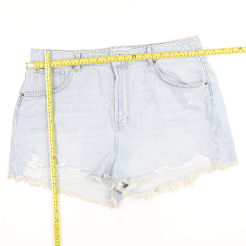 Primark Women Blue Size 20 High Rise Cut-Off Denim Shorts