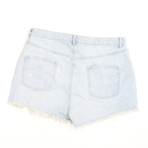 Primark Women Blue Size 20 High Rise Cut-Off Denim Shorts