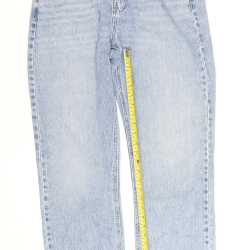 Stradivarius Women Blue High Rise Straight Jeans UK 16