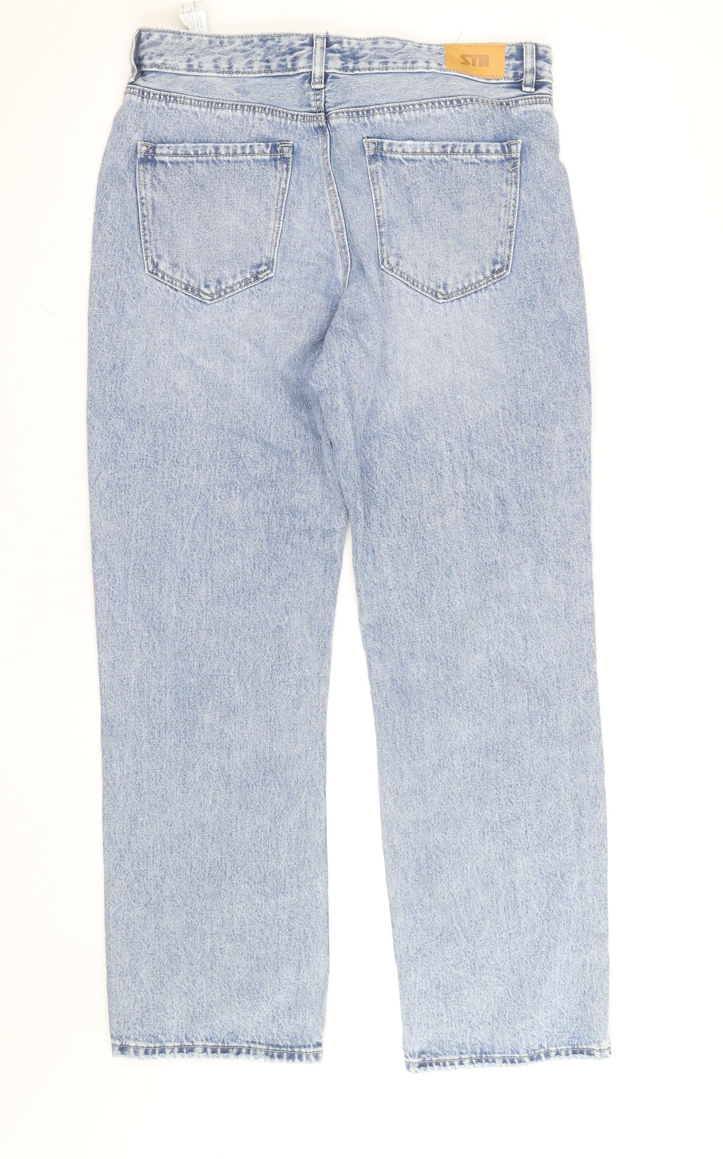 Stradivarius Women Blue High Rise Straight Jeans UK 16