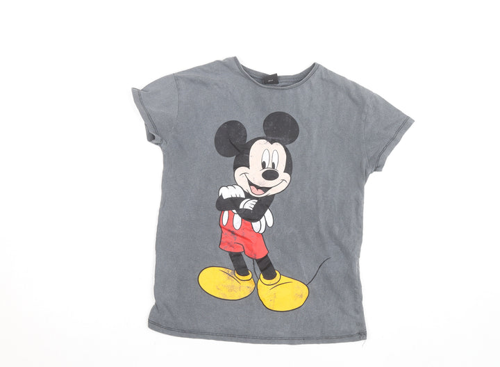 Disney at Primark Girls Grey Mickey Mouse Graphic T-Shirt 8 Years