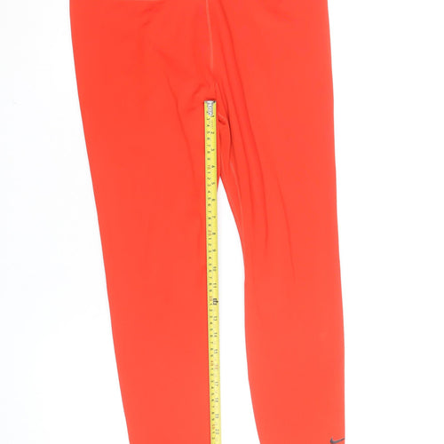 Nike Women's Orange Dri-FIT Leggings L Ankle Length Activewear