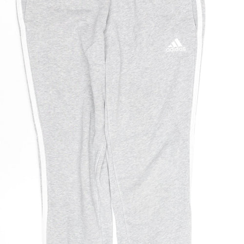 Adidas Womens Grey XS Tapered Track Pants with Side Stripes