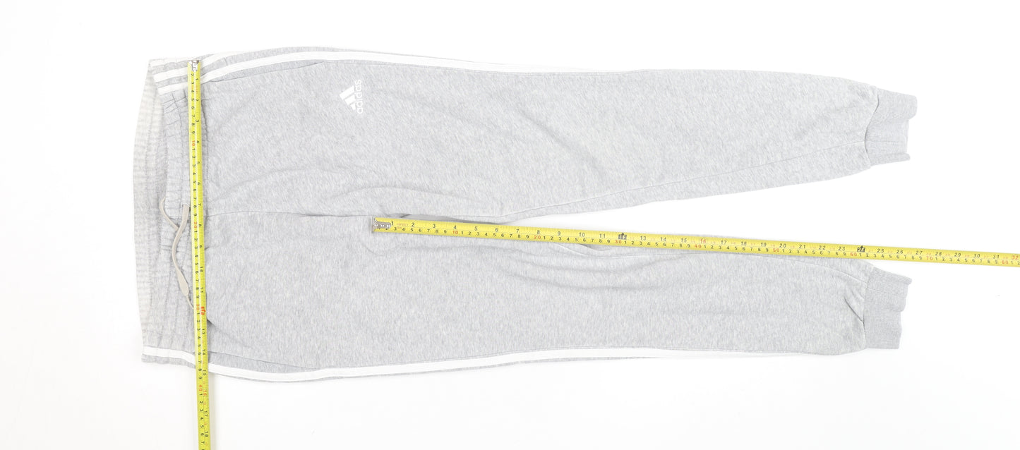 Adidas Womens Grey XS Tapered Track Pants with Side Stripes