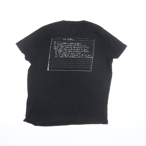 2PAC Unisex Black Cotton Graphic T-Shirt L Hip Hop Music Tee