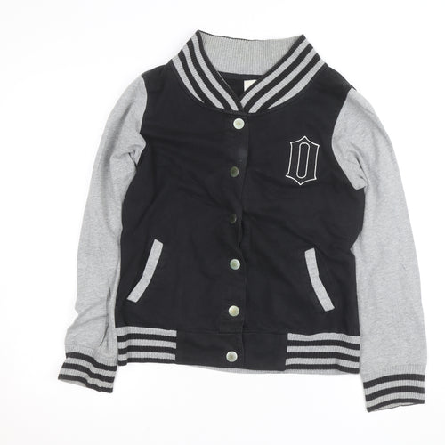 ONLY Unisex Black Grey Varsity Jacket M Casual Cotton Blend