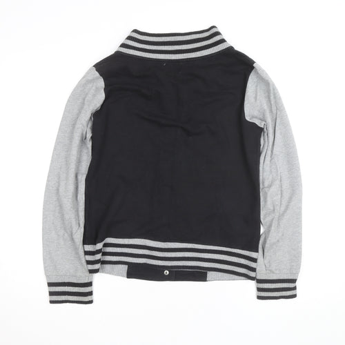 ONLY Unisex Black Grey Varsity Jacket M Casual Cotton Blend