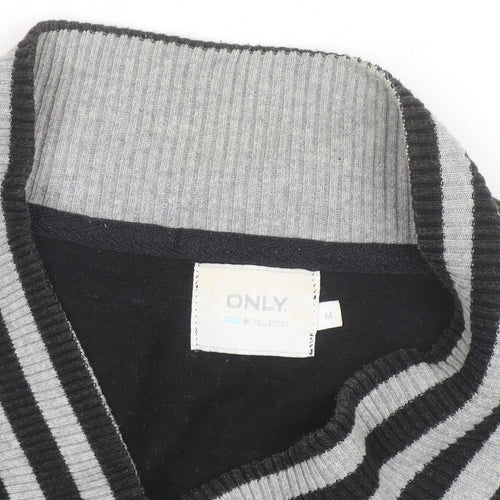 ONLY Unisex Black Grey Varsity Jacket M Casual Cotton Blend