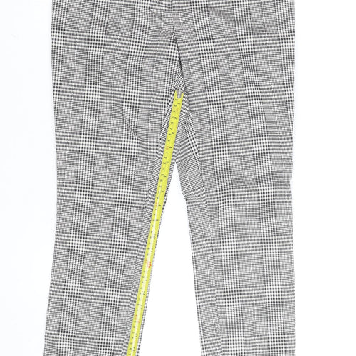 H&M Men's Grey Check Slim Fit Chino Trousers Size M