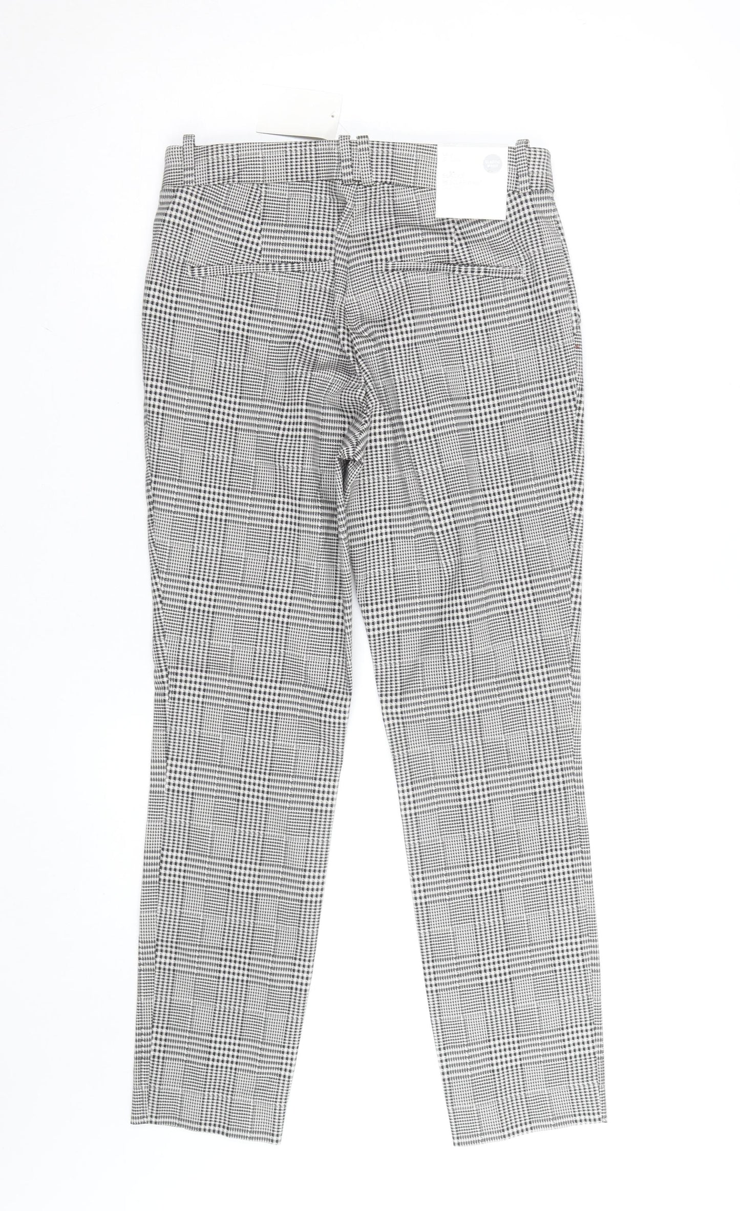 H&M Men's Grey Check Slim Fit Chino Trousers Size M
