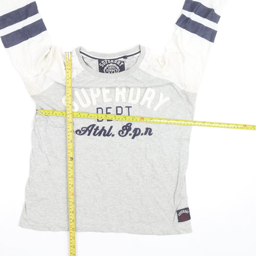 Superdry Men's Grey Graphic 3/4 Sleeve Athletic Top XS