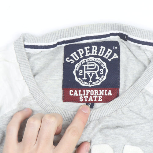 Superdry Men's Grey Graphic 3/4 Sleeve Athletic Top XS