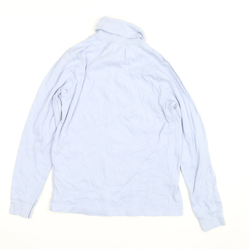 Paco Coastal Women Blue Roll Neck Long Sleeve Cotton Top Size 10