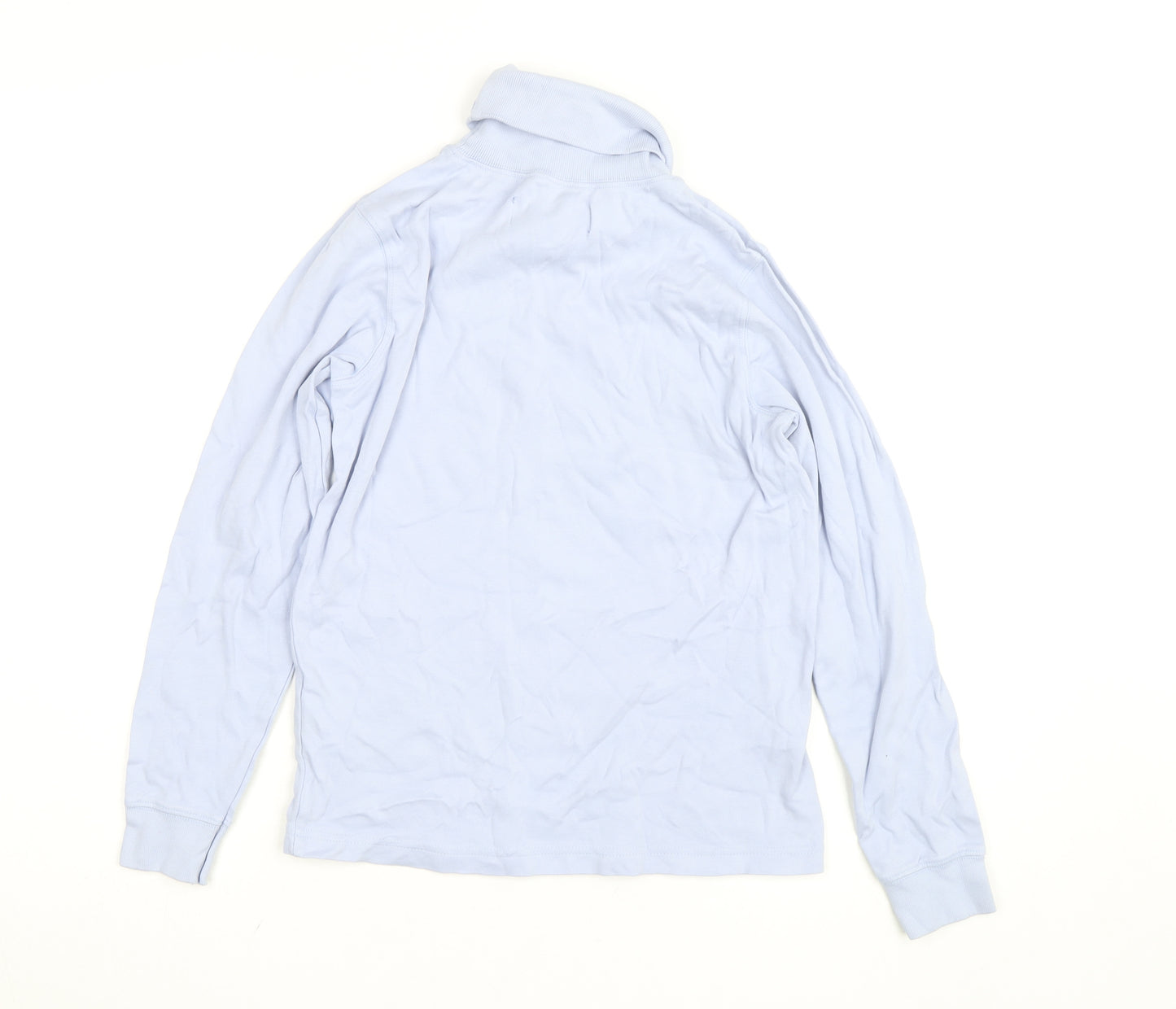 Paco Coastal Women Blue Roll Neck Long Sleeve Cotton Top Size 10