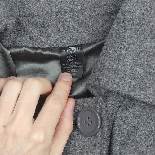 eastnth Women's Grey Wool Blend Cape Coat L Collared Overcoat