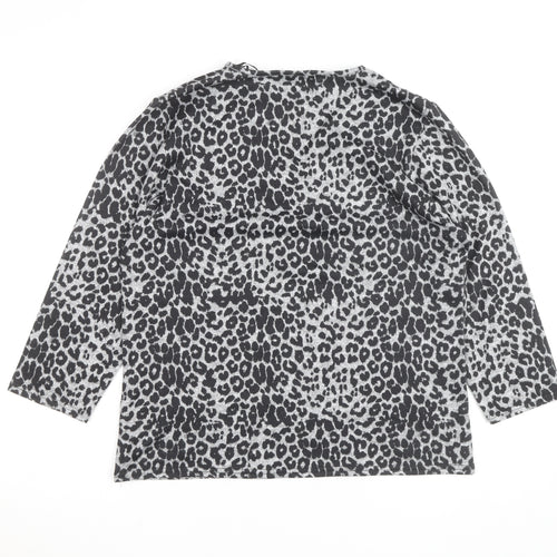 Gerard Women's Grey Animal Print V-Neck Jersey Blouse Size 14