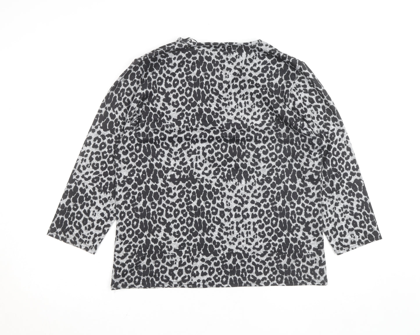 Gerard Women's Grey Animal Print V-Neck Jersey Blouse Size 14