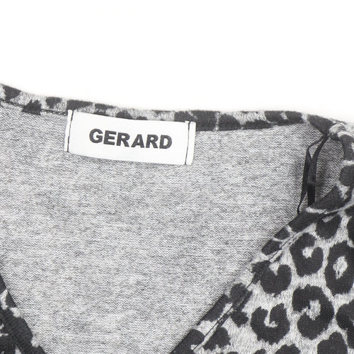 Gerard Women's Grey Animal Print V-Neck Jersey Blouse Size 14
