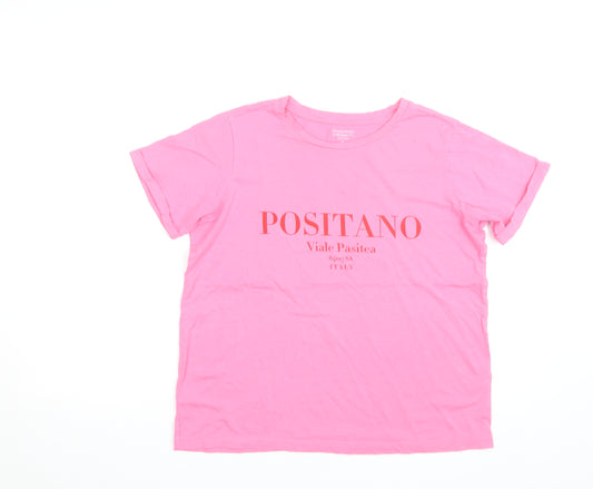 Dunnes Stores Women's Pink Cotton T-Shirt Small
