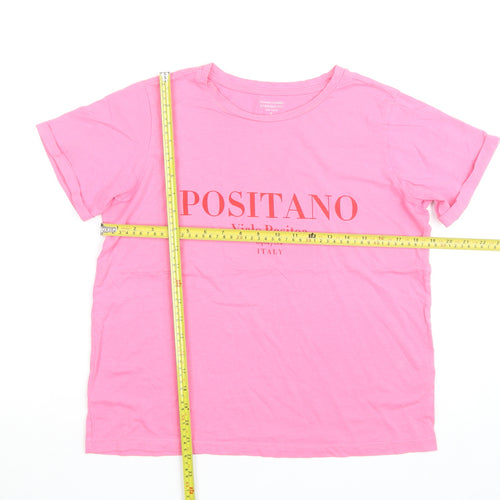 Dunnes Stores Women's Pink Cotton T-Shirt Small