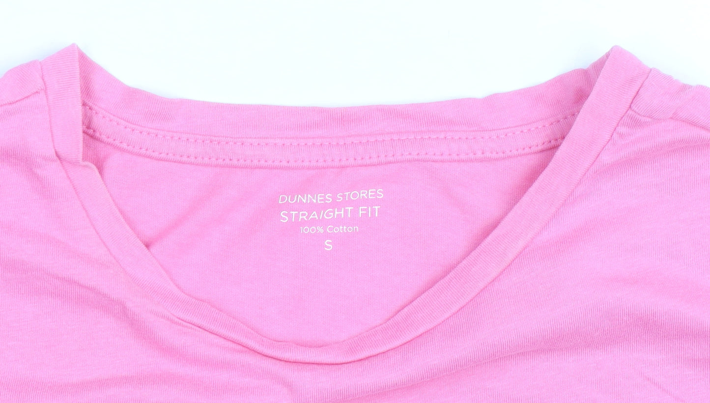 Dunnes Stores Women's Pink Cotton T-Shirt Small
