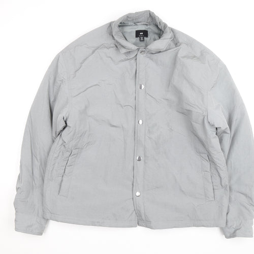 H&M Men Grey Relaxed Fit Lightweight Button Jacket Size M