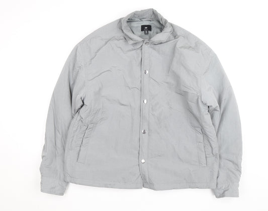 H&M Men Grey Relaxed Fit Lightweight Button Jacket Size M