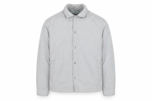 Front view of H&M Men Grey Relaxed Fit Lightweight Button Jacket, size M