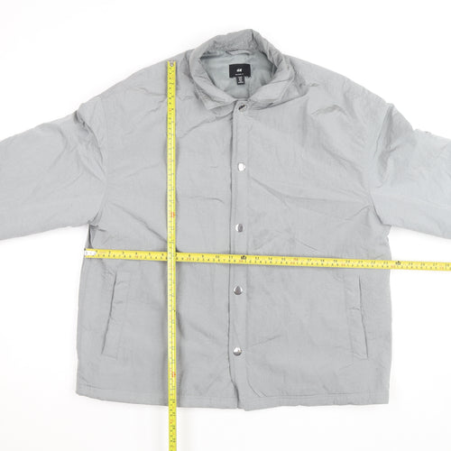H&M Men Grey Relaxed Fit Lightweight Button Jacket Size M