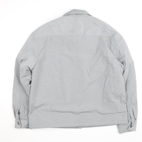 H&M Men Grey Relaxed Fit Lightweight Button Jacket Size M