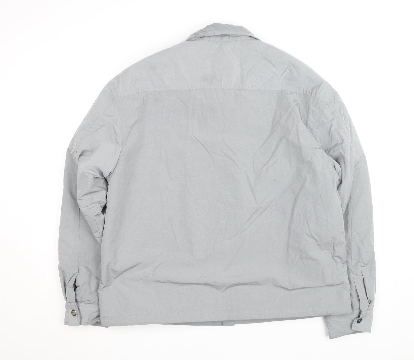 H&M Men Grey Relaxed Fit Lightweight Button Jacket Size M