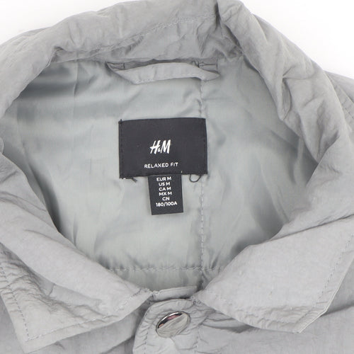 H&M Men Grey Relaxed Fit Lightweight Button Jacket Size M