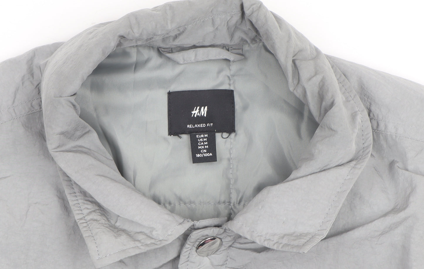 H&M Men Grey Relaxed Fit Lightweight Button Jacket Size M