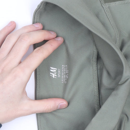 H&M Women Green M Active Leggings with Side Pockets