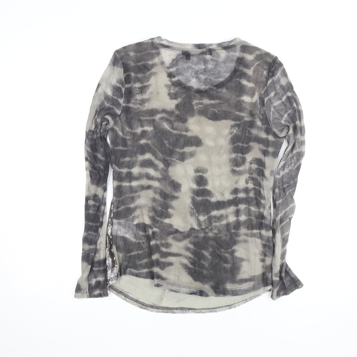 Marc Aurel Women's Grey Sequin Long Sleeve Cotton T-Shirt Size 8