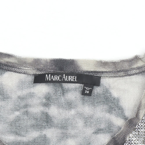 Marc Aurel Women's Grey Sequin Long Sleeve Cotton T-Shirt Size 8