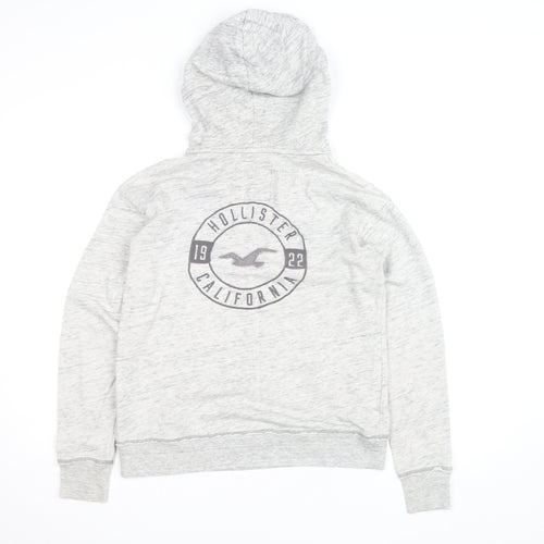 Hollister Women’s Grey Pullover Hoodie Small Logo Print Cotton Blend
