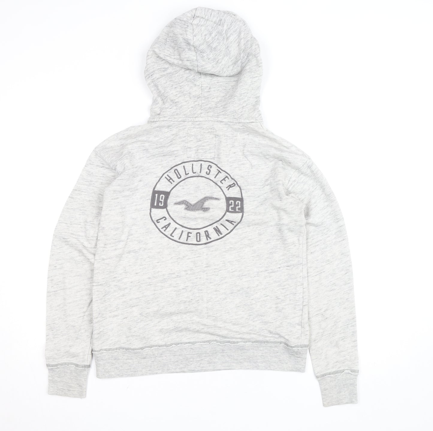 Hollister Women’s Grey Pullover Hoodie Small Logo Print Cotton Blend