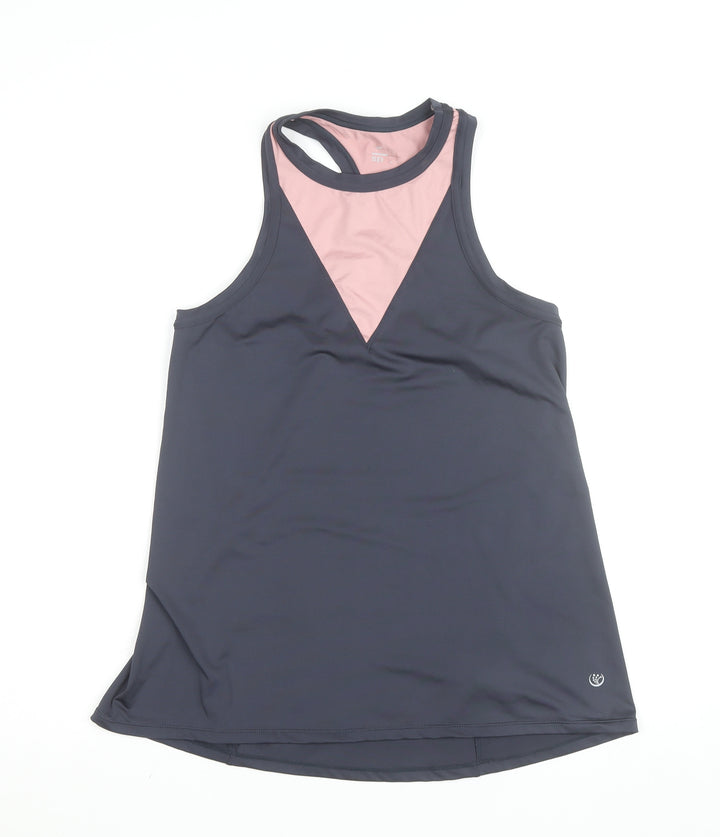 Marks and Spencer Women's Grey & Pink Racerback Tank Top Size S