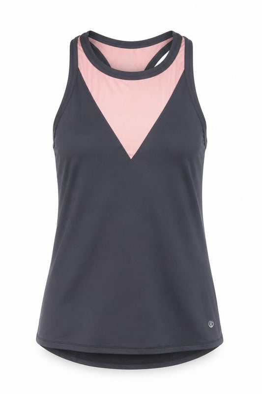 Marks and Spencer Women's Grey & Pink Racerback Tank Top Size S