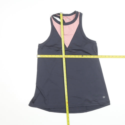 Marks and Spencer Women's Grey & Pink Racerback Tank Top Size S