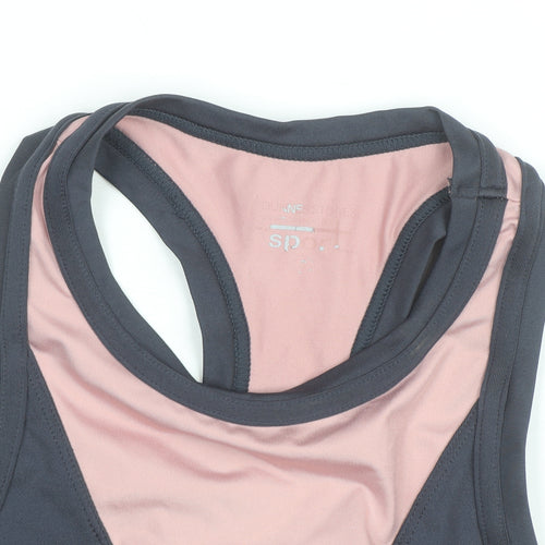 Marks and Spencer Women's Grey & Pink Racerback Tank Top Size S