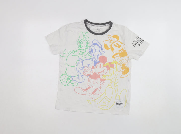 Disney Primark Girls White Mickey & Friends Graphic T-Shirt 11-12 Years