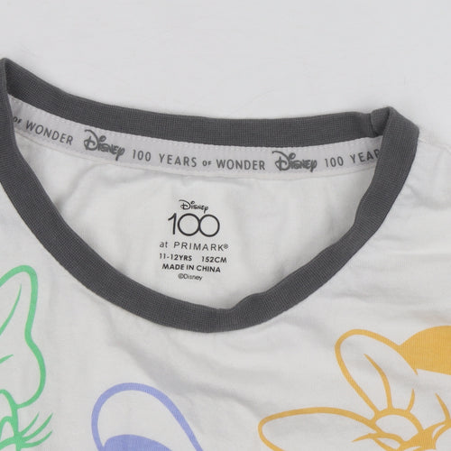 Disney Primark Girls White Mickey & Friends Graphic T-Shirt 11-12 Years