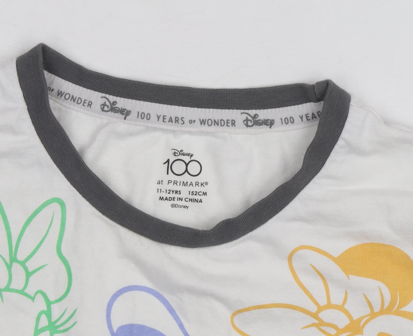 Disney Primark Girls White Mickey & Friends Graphic T-Shirt 11-12 Years