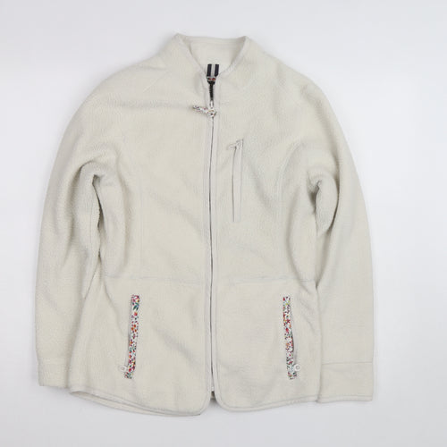 Joules Women's Ivory Full Zip Fleece Jumper Size 8 Classic Fit